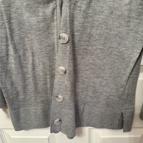Loft Gray V-Neck Button-Up Cardigan Size Large - Picture 3 of 5